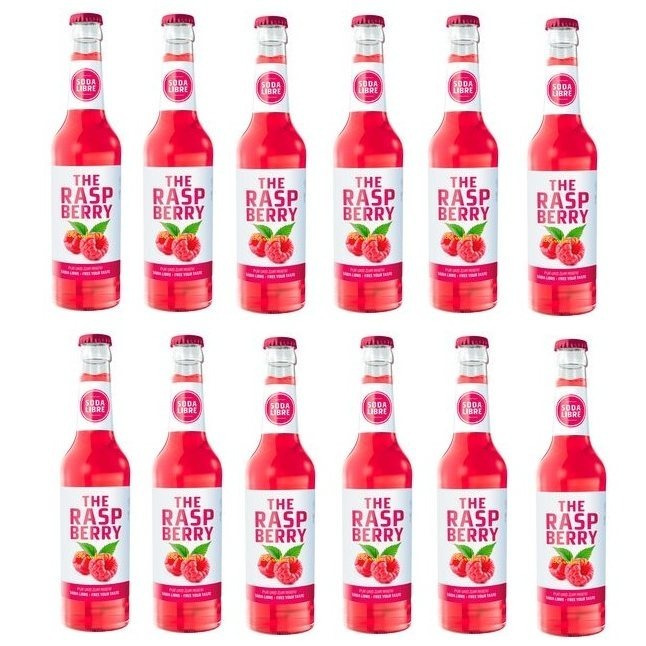 12 Bottles Of Soda Libre Raspberry, 0.33l Refillable Refreshing Drink