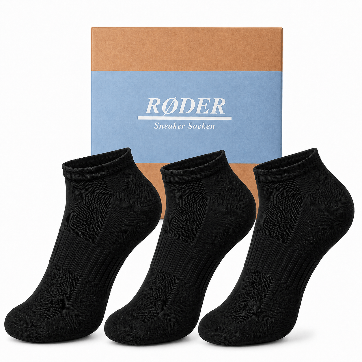 Røder 10 Pairs Men's & Women's • Soft And Stretchy • With Mesh • Cotton • Black • Ankle Socks