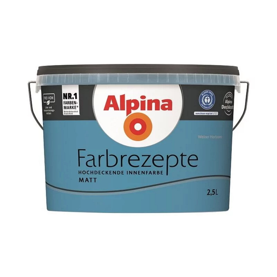 Alpina 2.5 Liter Paint Recipes Wide Wall Paint, Full Azure Blue, Sky Blue