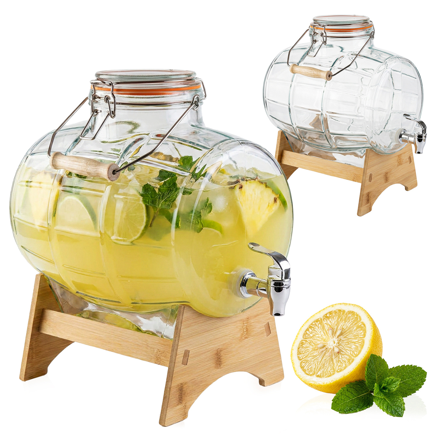 TEMU à alcool avec robinet 8L, support de avec verrouillage mécanique et support pour vodka, base de jus Bimber - Un avec robinet pour fêtes