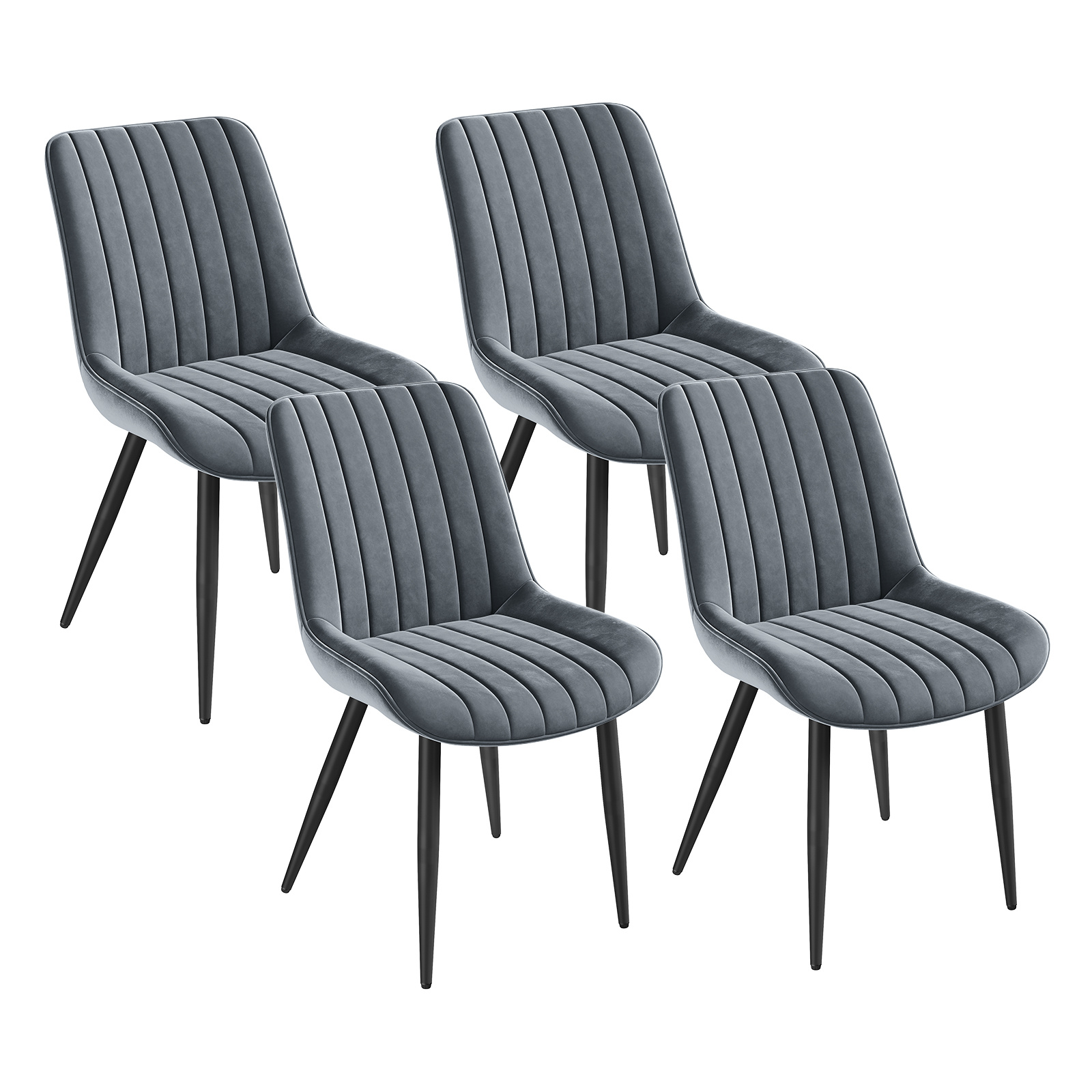 TEMU Lot de 4 Chaises Salle à Manger INRE, Ergonomique, Assise Rembourrée en Velours, pour Salon, Chambre à Coucher, Beige