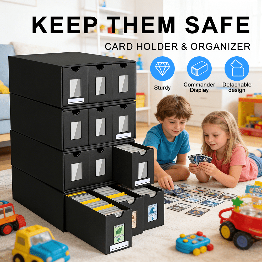 Image of 12000+ Trading Card Storage Box For Commander Display, Card Deck Box Cardboard With Dividers, Labels & Tapes, Trading Card Collection For Tcg, Ptcg, Mtg And Sport Cards