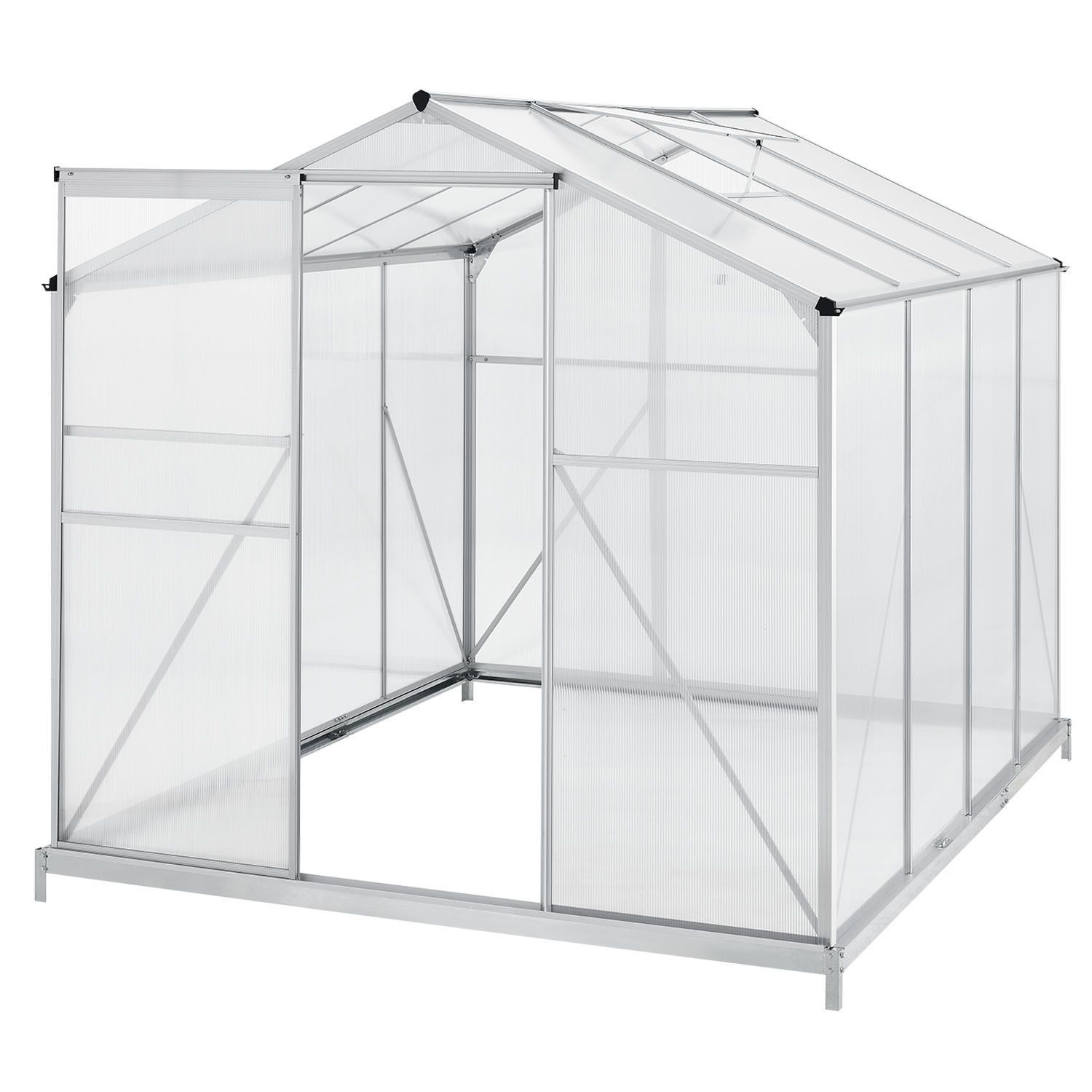 Image of Greenhouse 4.75m²/3.6m²/7.2m² - Aluminum Frame & Steel Foundation, Uv-resistant, Sliding Door, Ventilated Roof Windows