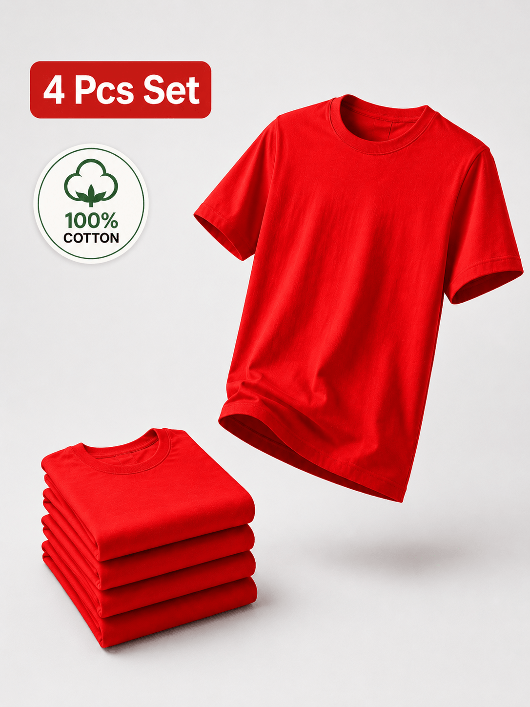 immagine dell'articolo confezione da 4 t-shirt   100% cotone, magliette     maniche corte, maglie basic  , morbide traspiranti  , multipack   per estate casual sport palestra lavoro viaggio casa,   sottogiacca