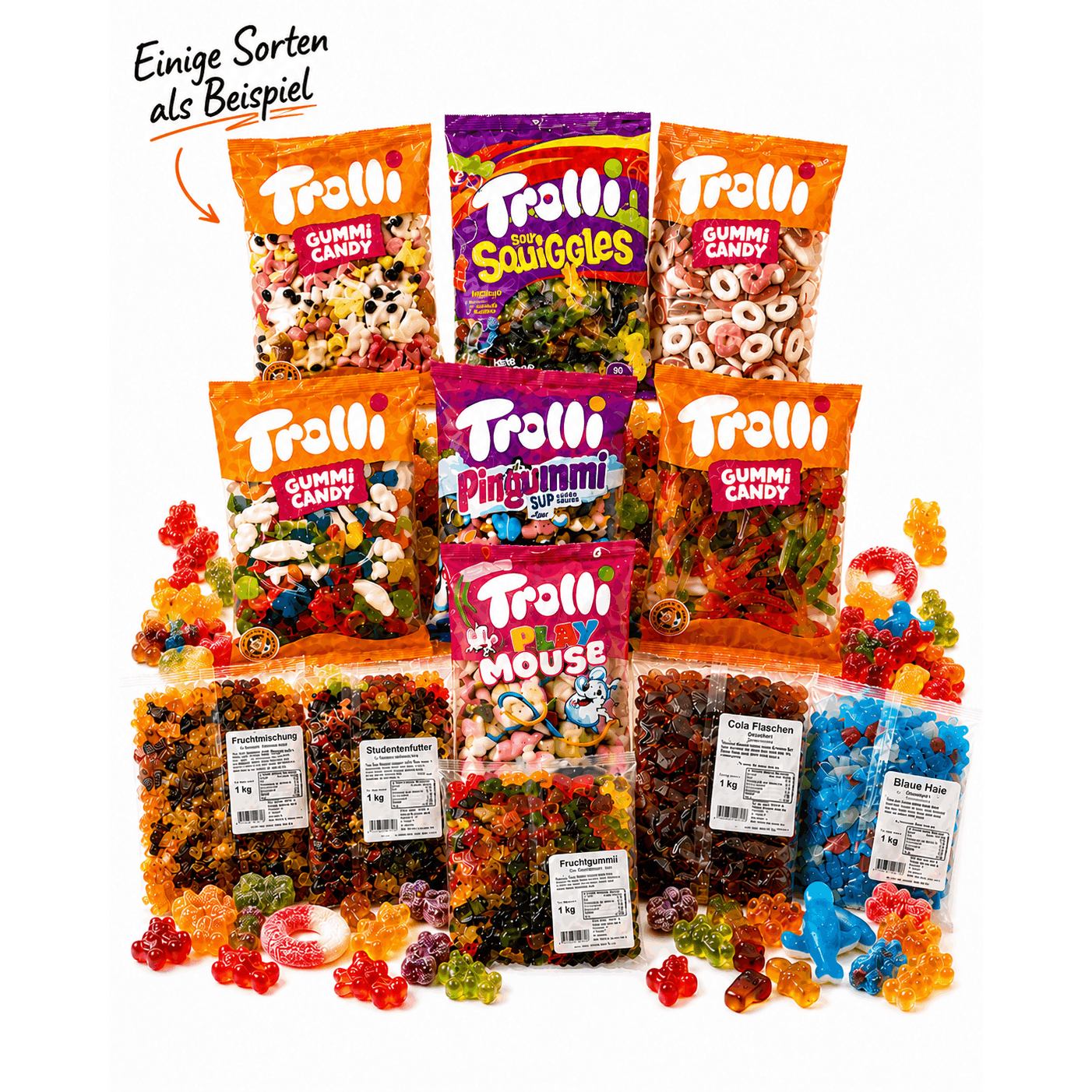 Trolli Fruit Gum Gummy Bears Assorted Varieties Mix Pack