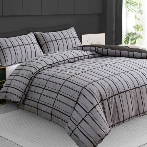 luxury reversible duvet cover set with matching pillowcases single super king sizes soft breathable microfiber bedding set uk brick pattern