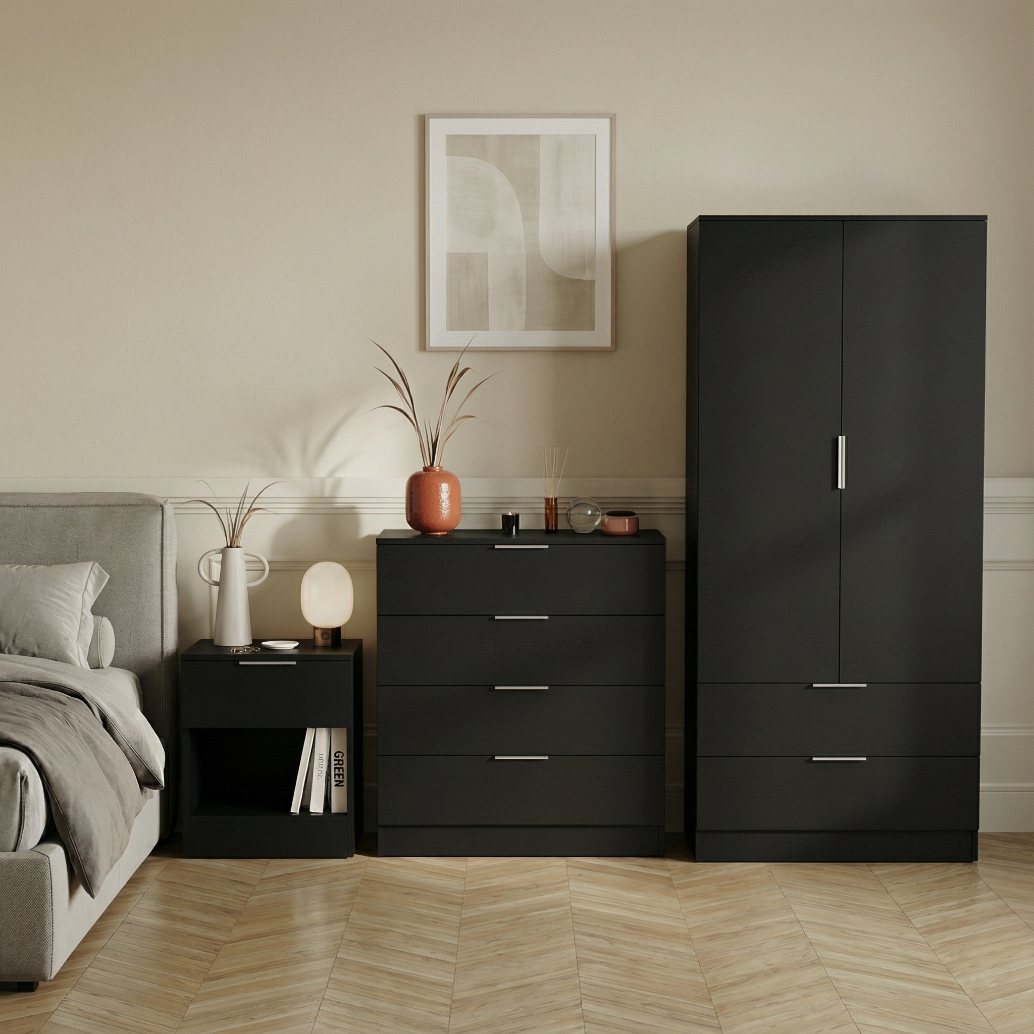 Trega 3 Piece Bedroom Set, Stylish Storage Solution