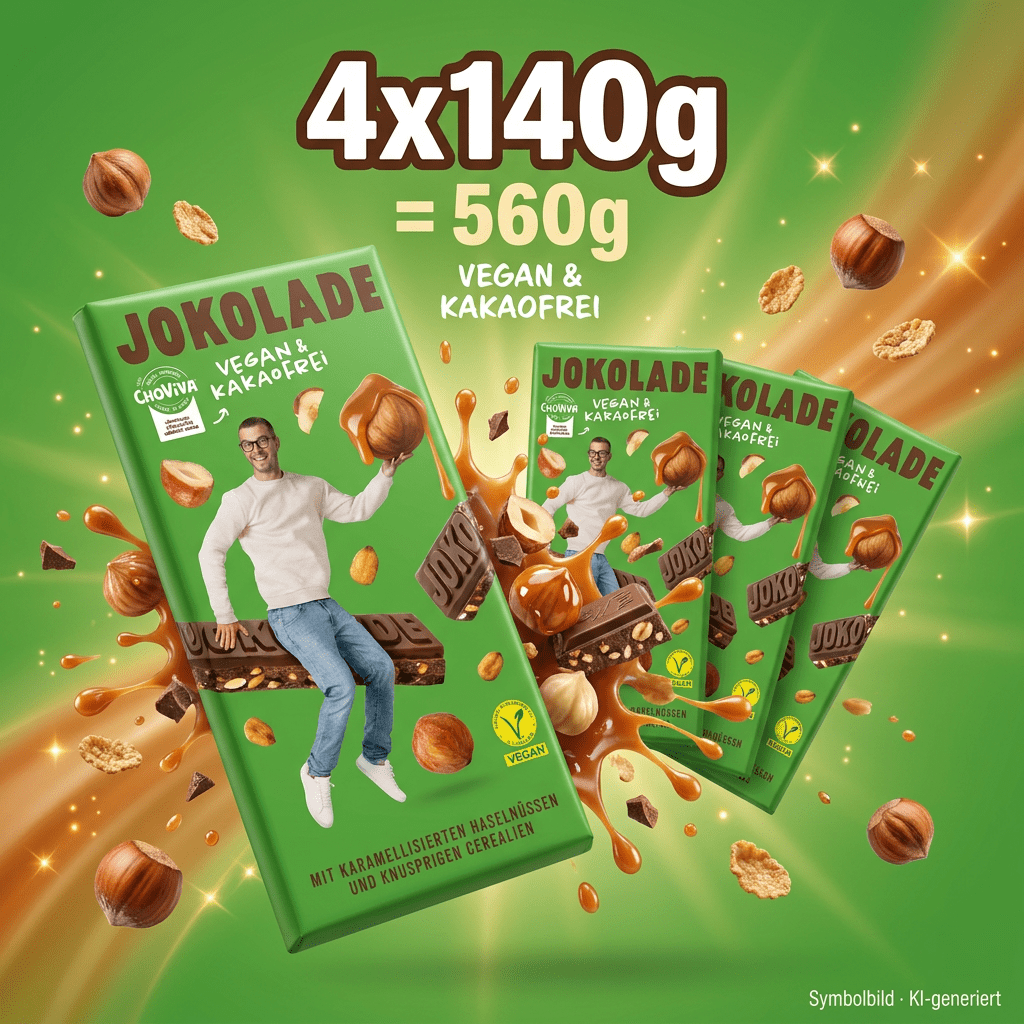 Image of Jokolade - Choviva Vegan Chocolate Alternative Cocoa-free - With Hazelnuts, Sunflower Seeds, Cereals - 4x140g 560g