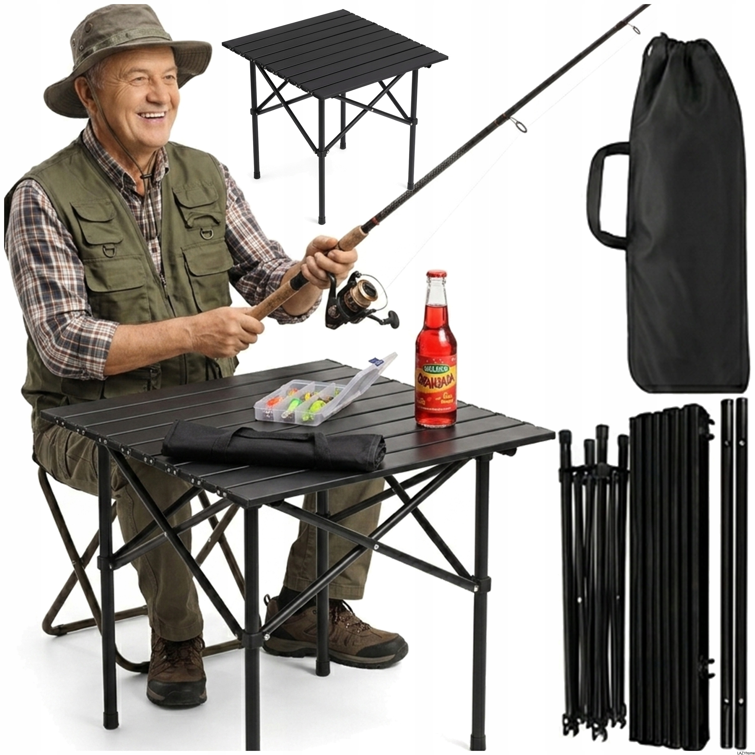 Image of Folding Camping Balcony Table Portable 53x50cm