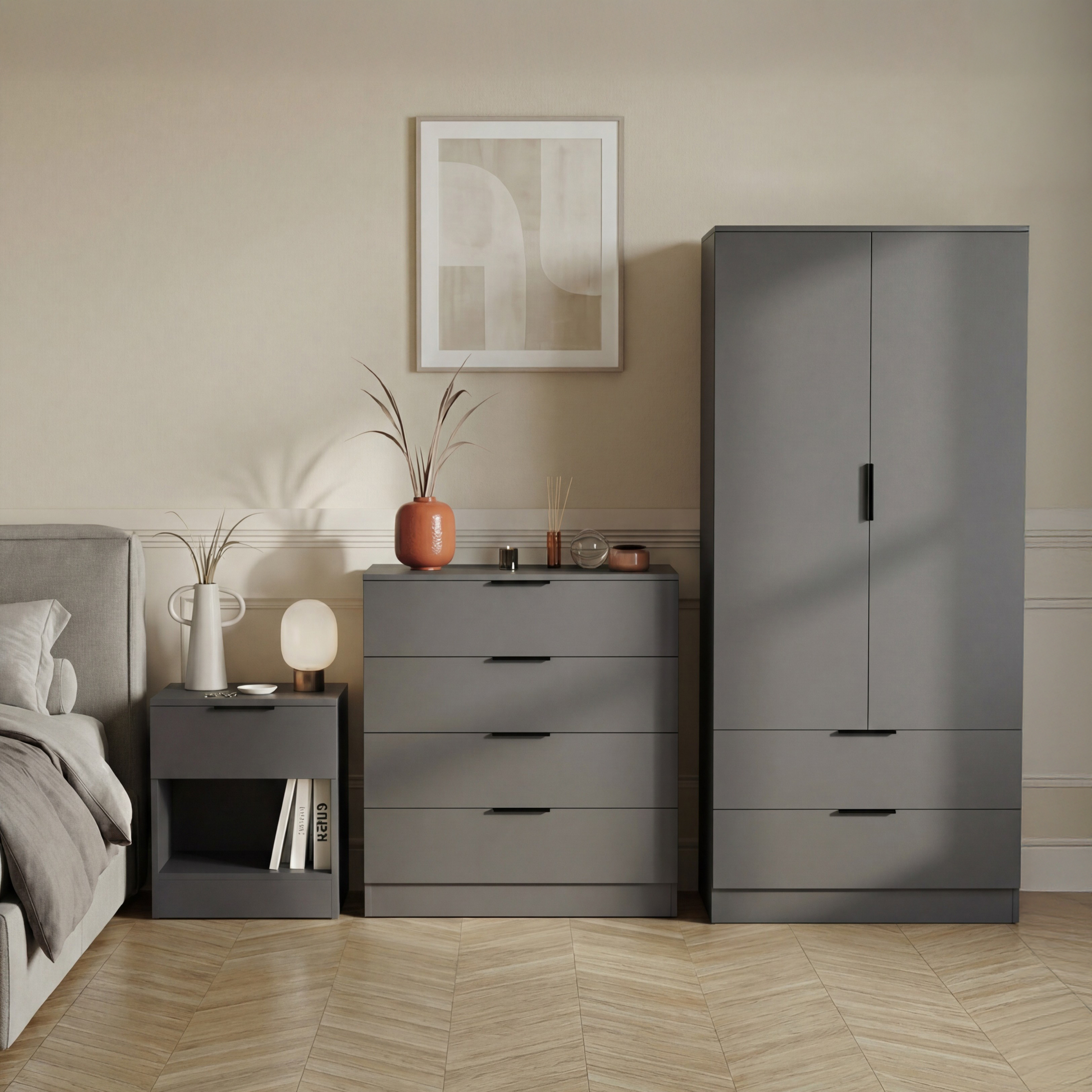 Trega 3 Piece Bedroom Set, Stylish Storage Solution