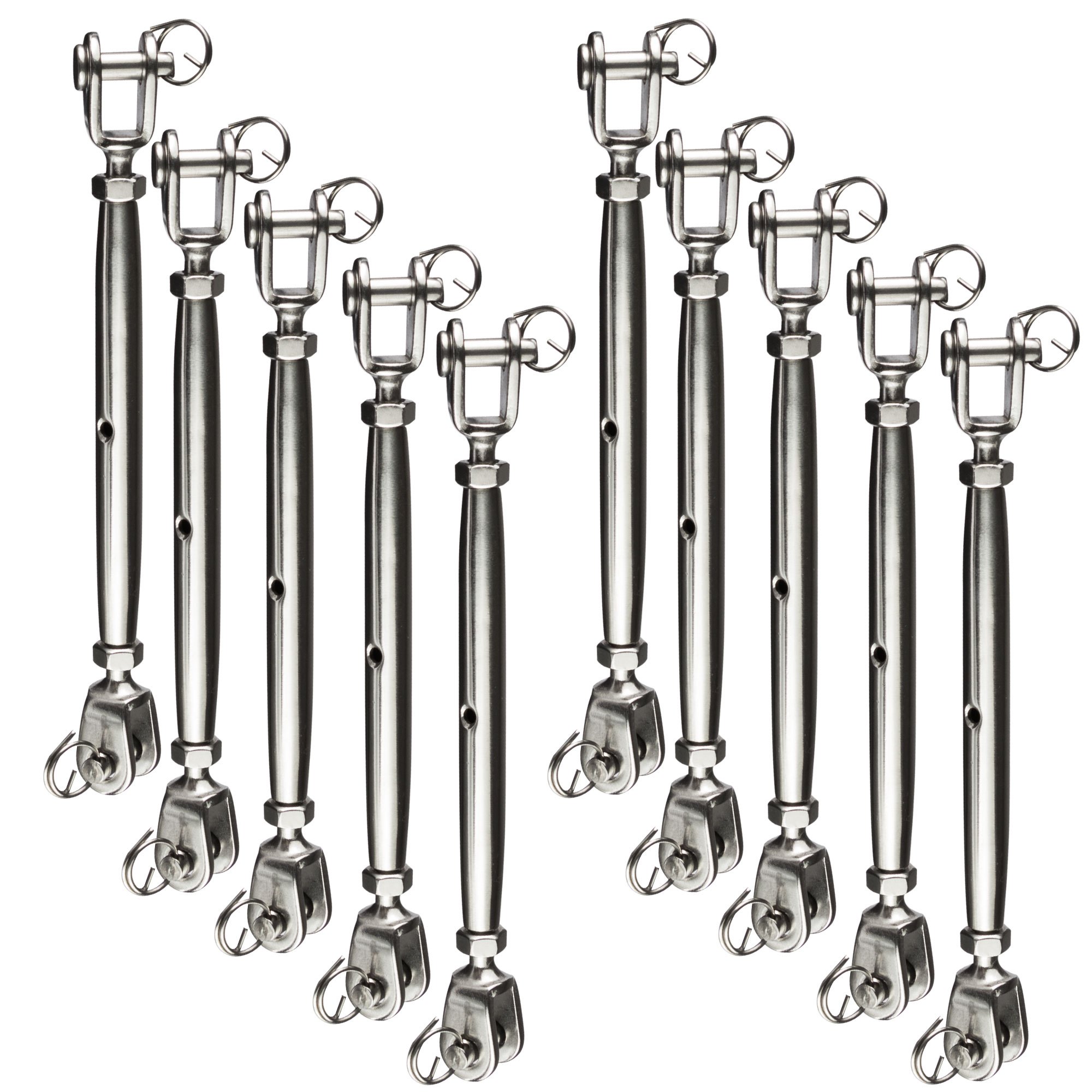 Image of 10pcs Of Stainless Steel Wire Rope Clamps, Ø 8 Mm - Wire Rope Clamps For Wire Rope Clamps With And 2 Forks - Thread Clamps - Internal Thread - Sailing Sailing Sports Boat Sports Sun Protection