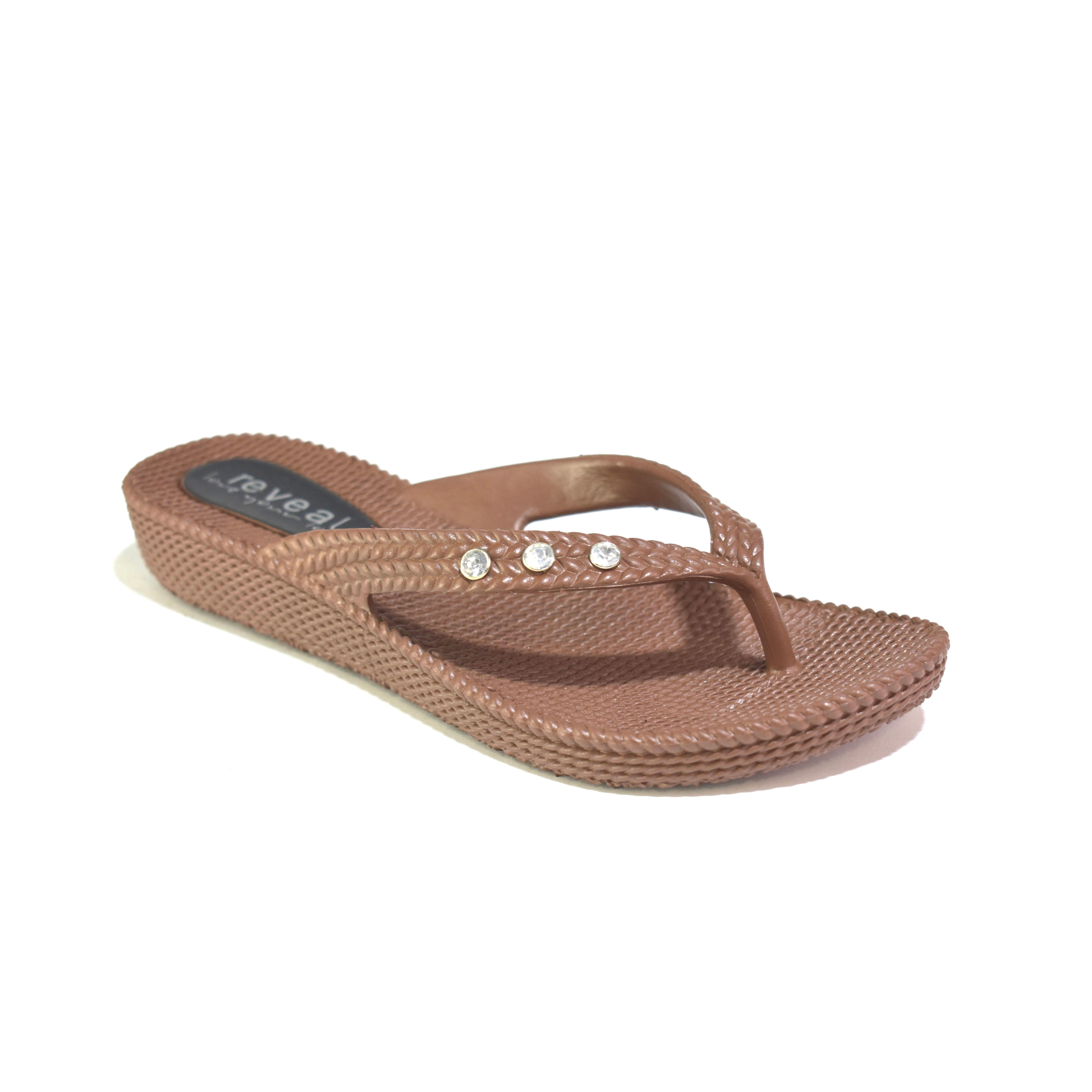 TEMU Women's Rhinestone-embellished Textured Wedge Flip Flops
