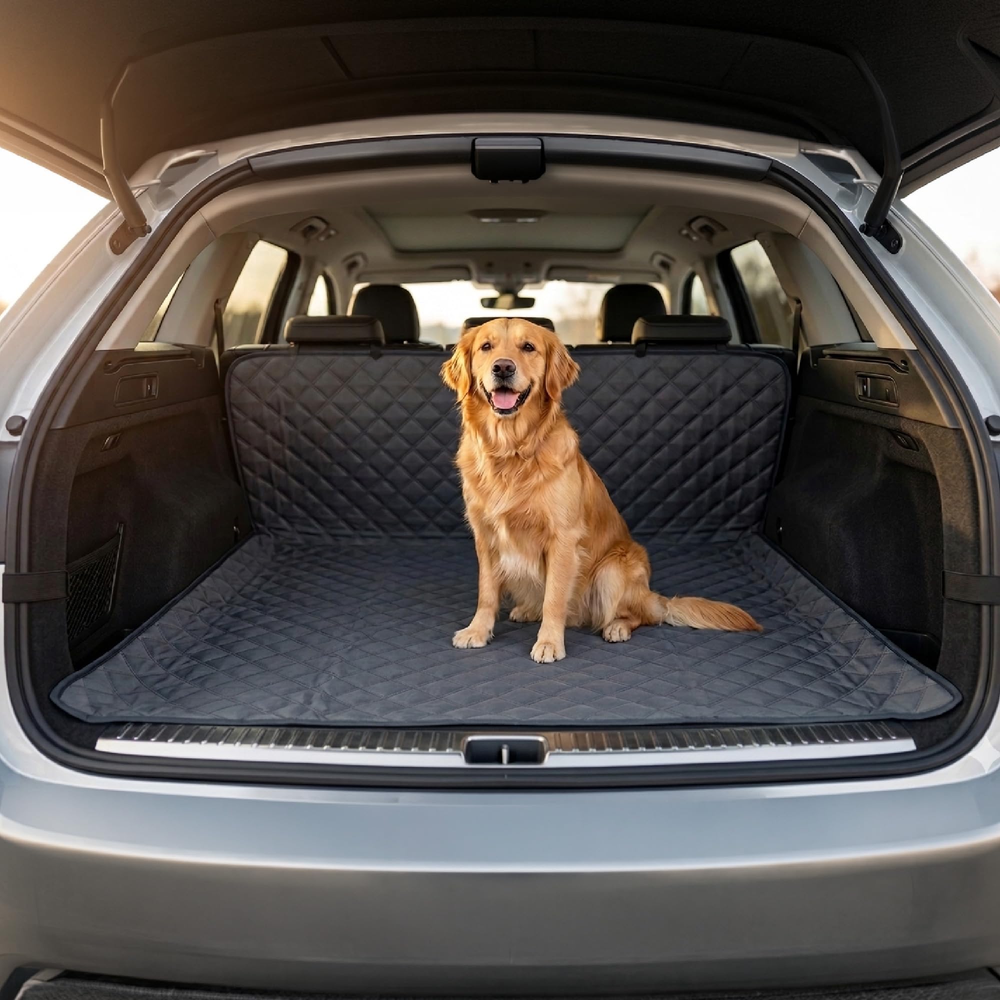 TEMU Ilgruppone Waterproof And Scratch-resistant Dog Car Seat Cover 147x127 Cm, Universal Rear Seat And Trunk Protection For Suvs And Cars,