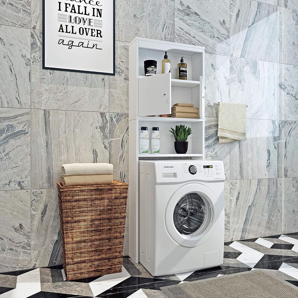 Washing Machine Cabinet Tall Cabinet Toilet Shelf Dryer Cabinet Bathroom Cabinet | 15 X 33 Cm | White