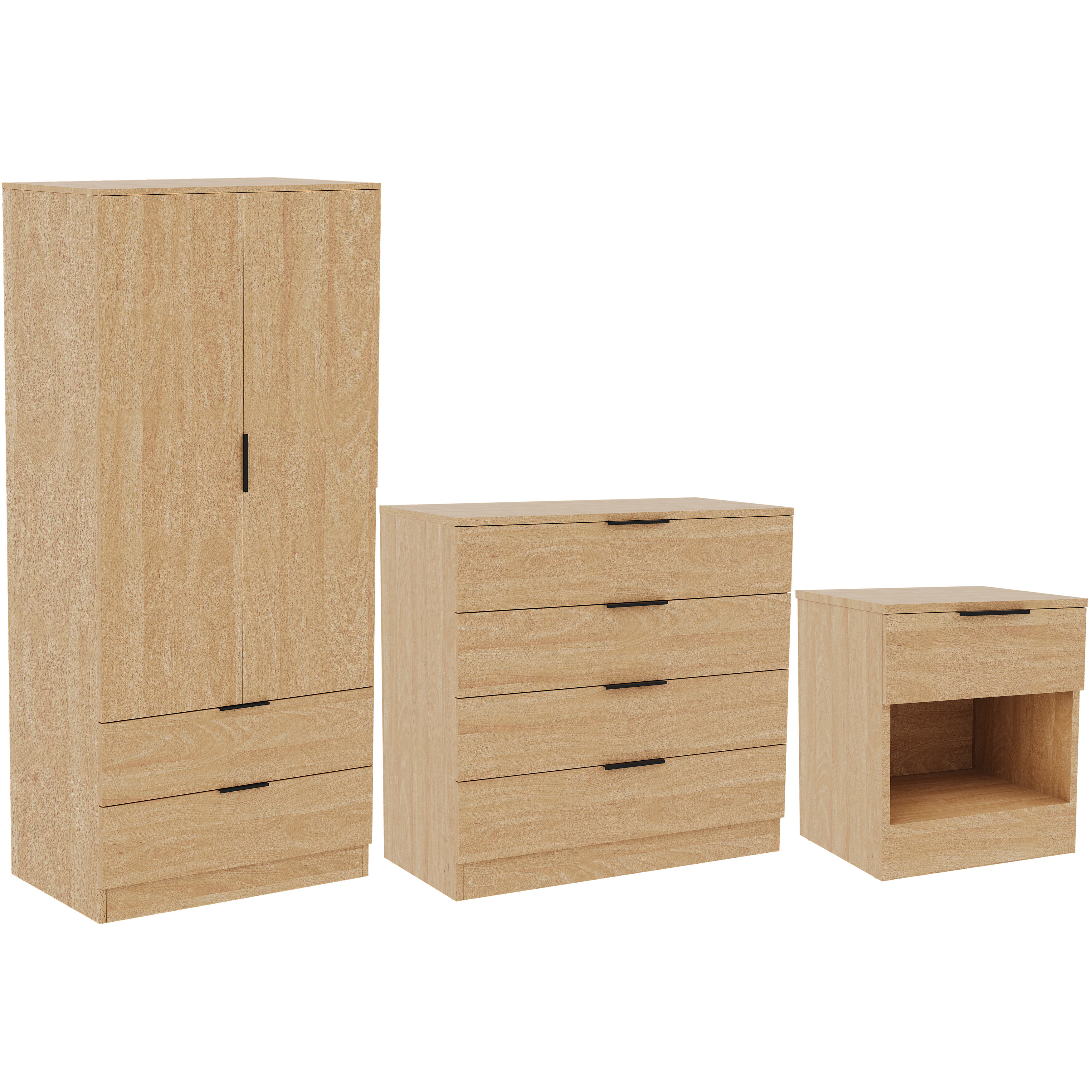 Trega 3 Piece Bedroom Set, Stylish Storage Solution