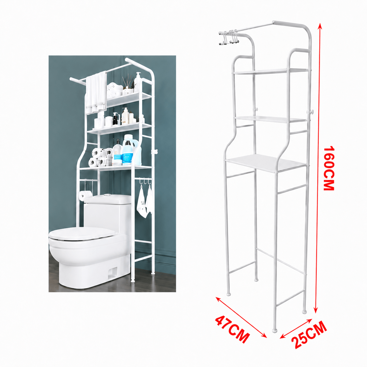 TEMU Estantería sobre inodoro, organizador de baño de varios niveles, mueble auxiliar de pie para almacenaje en y hogar.