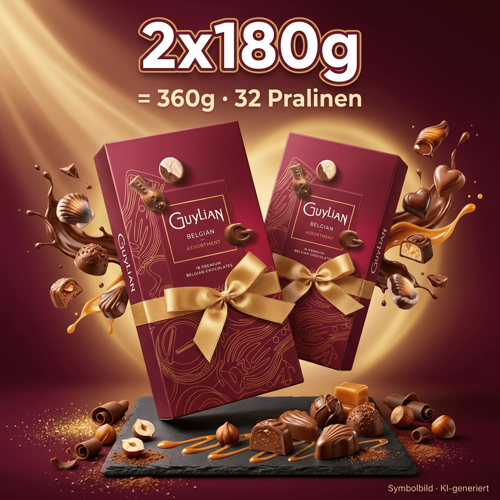 Image of Guylian - Belgian Chocolate Assortment - 8 Varieties Nougat Caramel Ganache - 2x180g 360g 32pcs - Best Before 11.08.2026