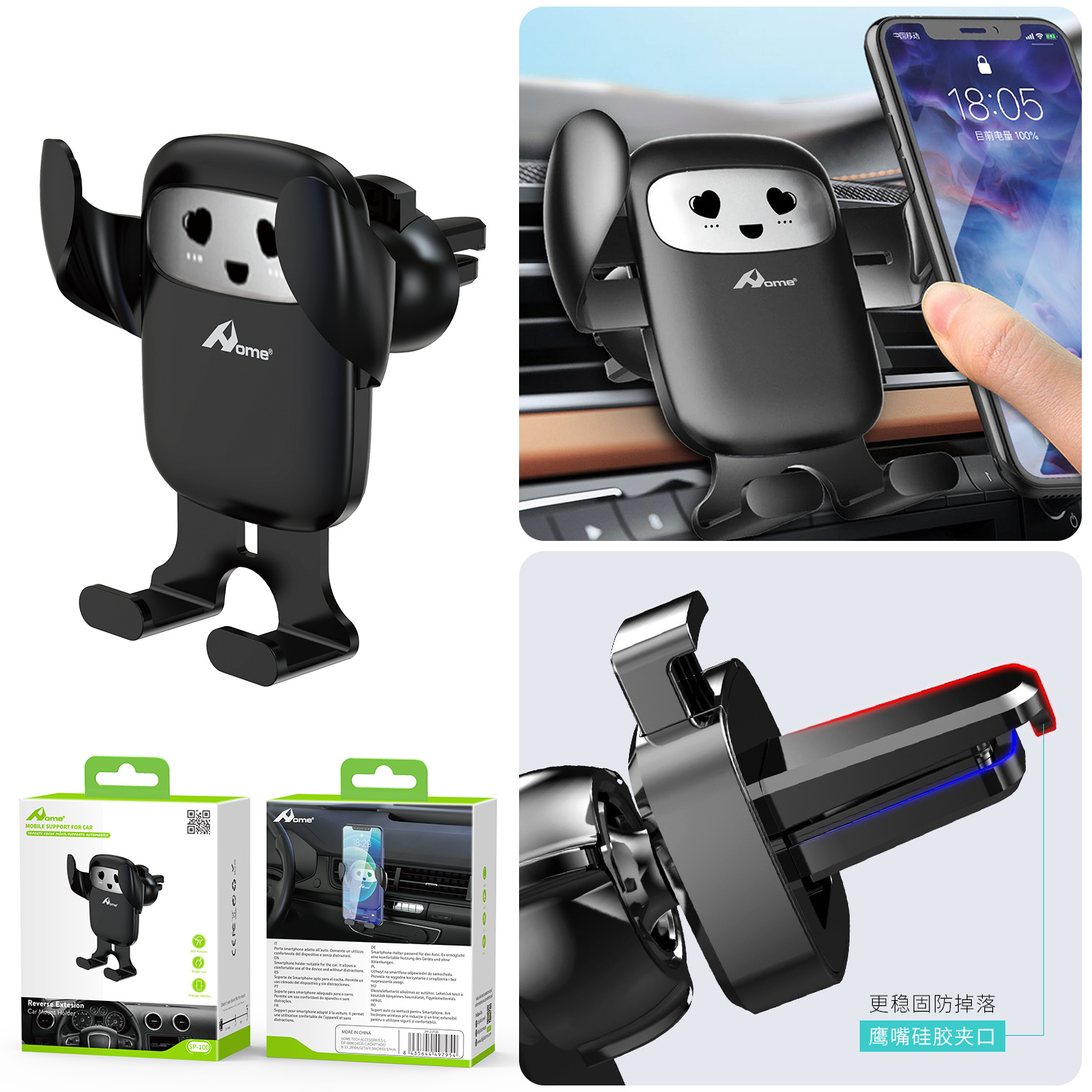 TEMU Soporte Universal para Teléfono de Coche, Bloqueo Automático por , Compatible con Smartphones