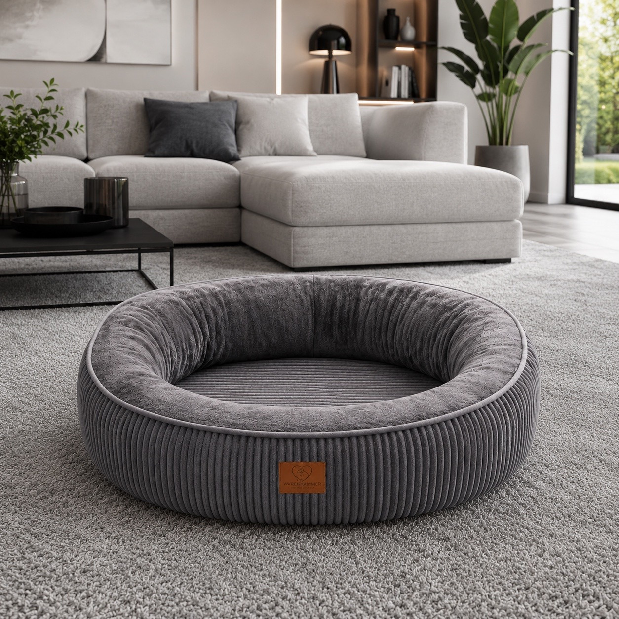 TEMU Orthopedic Premium Oval Dog Bed, Plush And Soft, Removable And Washable, 15-17 Cm High Edge, Soft Flannel / Removable Inner Mattress