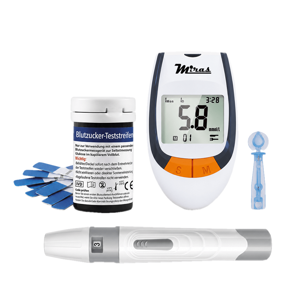 Miras Blood Meter - Complete Blood Sugar Testing Kit With Test Strips, Lancets & Meter Ac-309