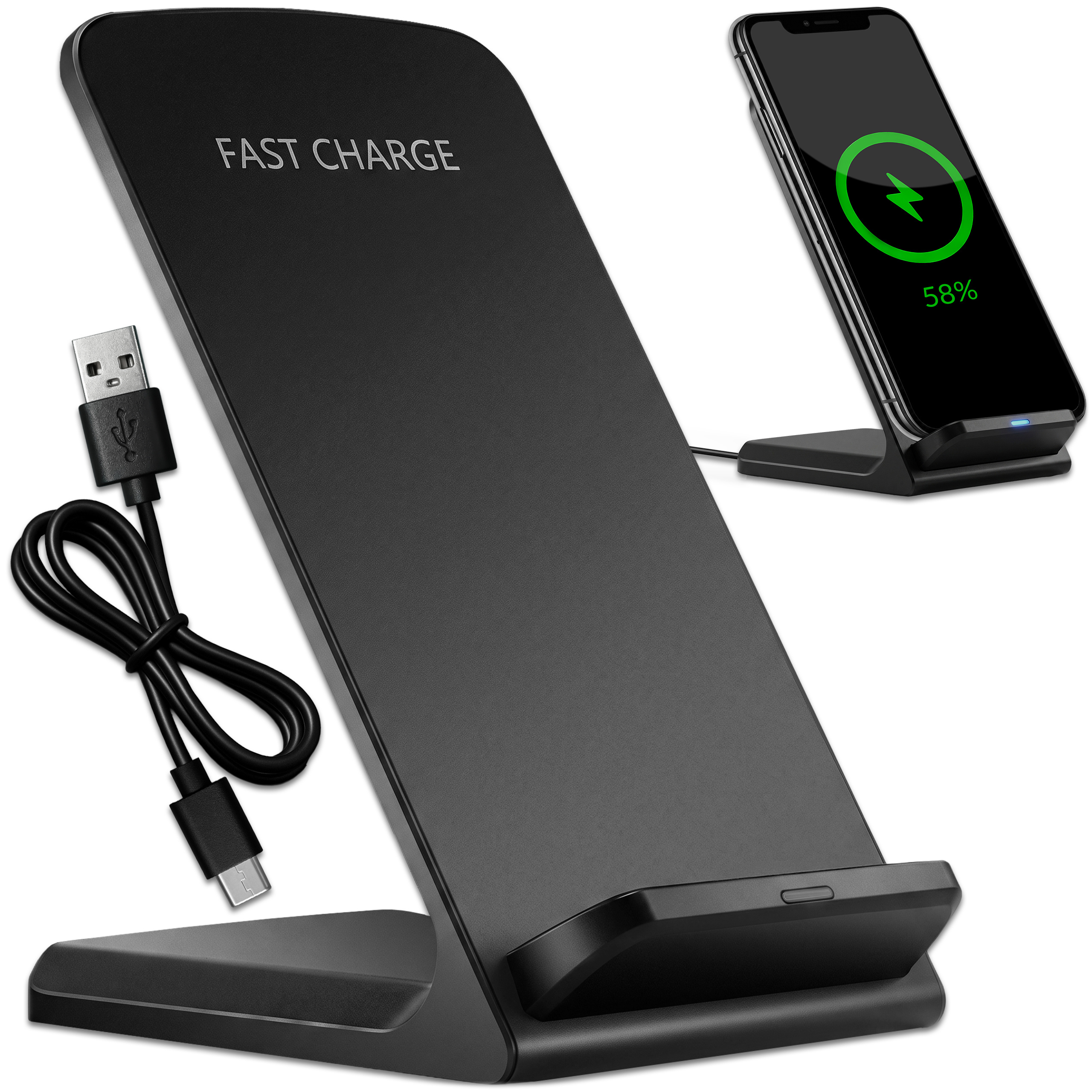 Wireless Charger 15w, Qi Inductive Charger For Phone, Charging Pad With Usb Cable, Led Indicator, Charging Distance 3 Mm, For Smartphones With Inductive Charging
