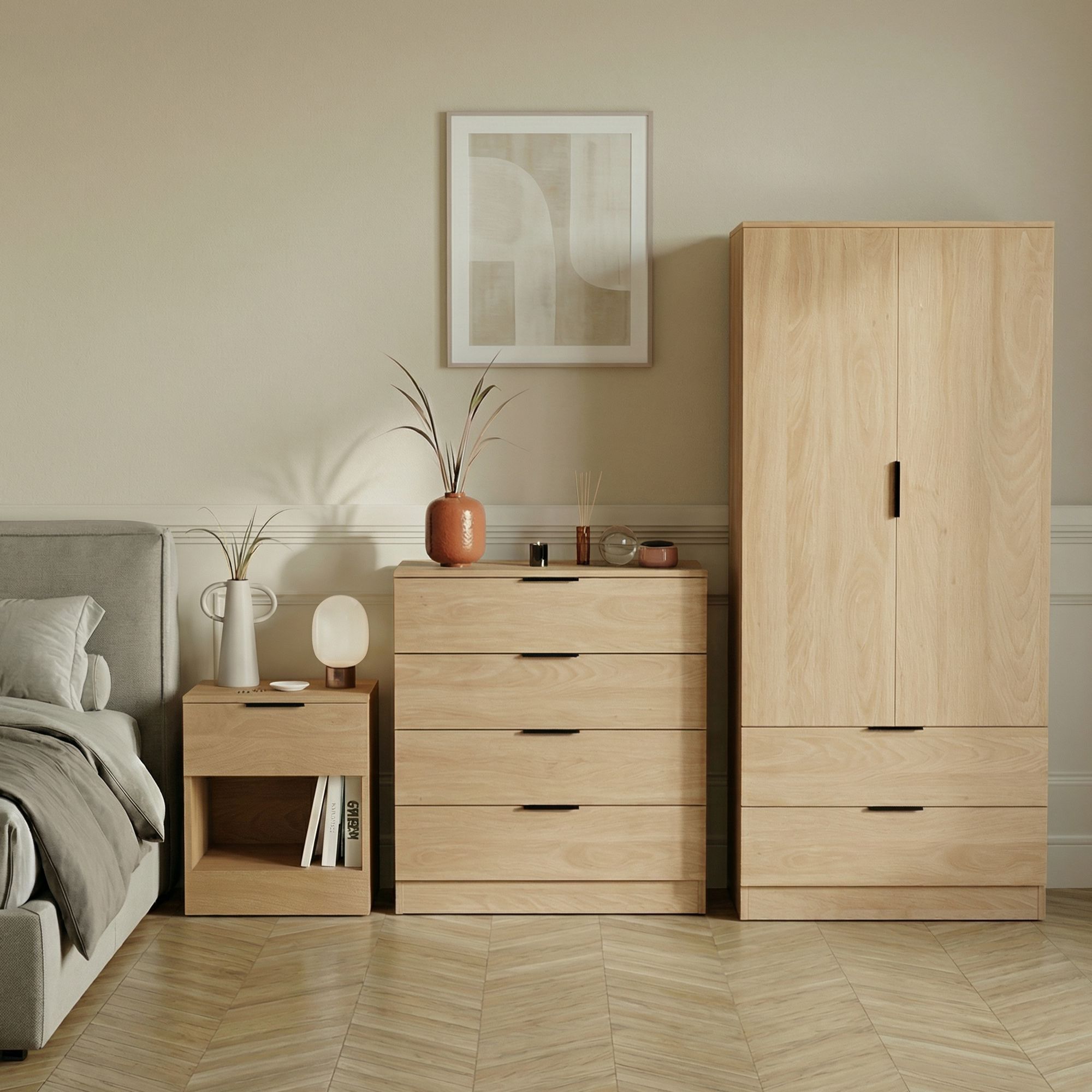 Trega 3 Piece Bedroom Set, Stylish Storage Solution