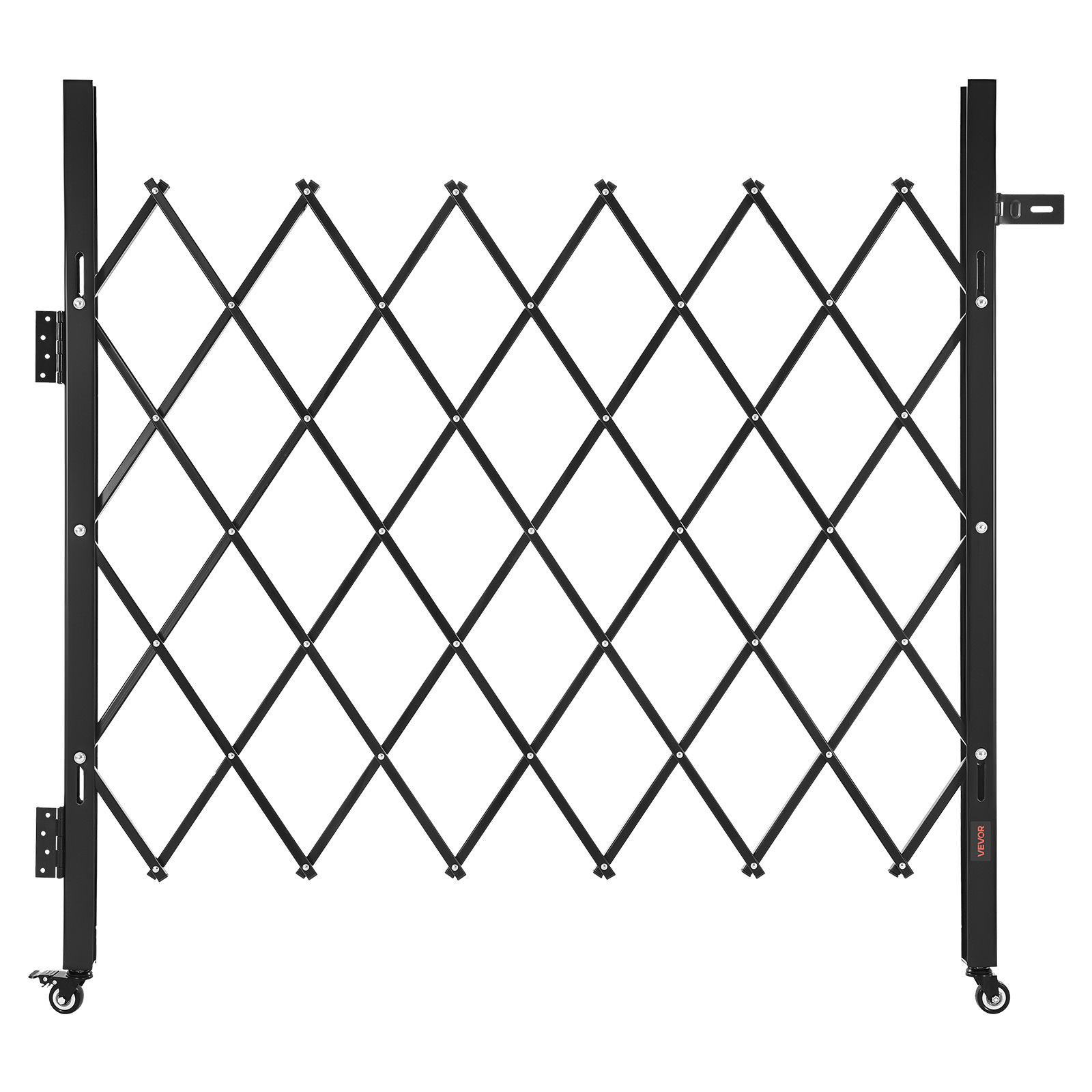 Vevor Single Folding Security Gate, Lockable Scissor Gate With Casters, Outdoor Steel Retractable Gates, For Entry Security, Garage, Warehouse & Pool, 43.31 X 51.57 In (w X H)