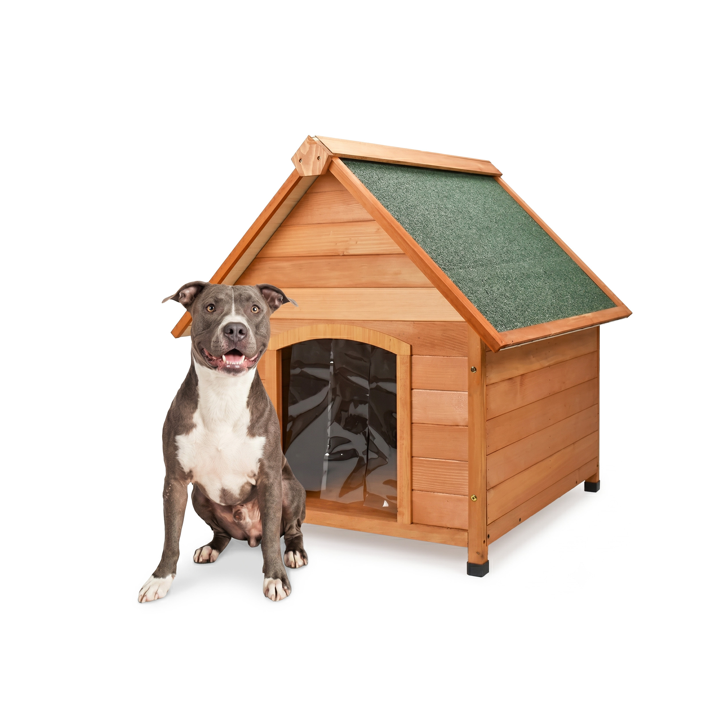 TEMU AQPET FRIENDS SUITE Cuccia in Legno per Cani da Esterno con Spiovente Impermeabile, Removibile e Termica Isolante