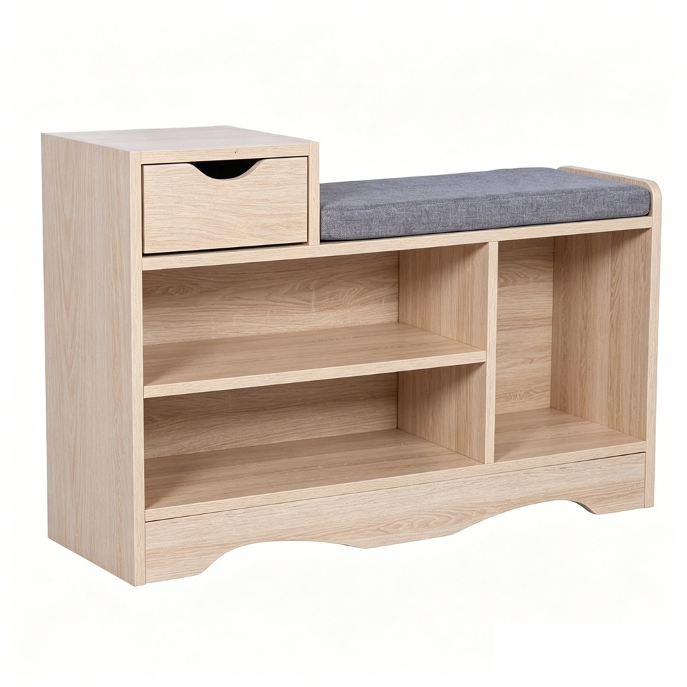 Shoe Bench With Seat Cushion, Drawer Shoe Racks Shoe Cabinet Storage Bench