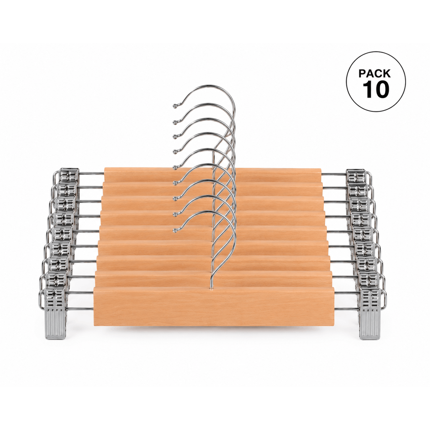 TEMU Perchas de Madera con Pinza Ajustable para Pantalones y Faldas,con Gancho Giratorio 360°, Pinzas Antideslizantes con Almohadillas Protectoras,