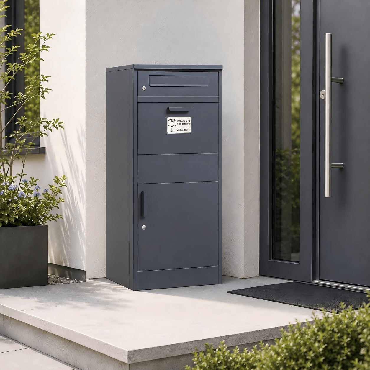 Image of Mailbox With 85l Capacity – Weather-resistant Steel Mailbox With 3 Compartments & 4 Keys (dimensions: 112 X 50 X 39 Cm)
