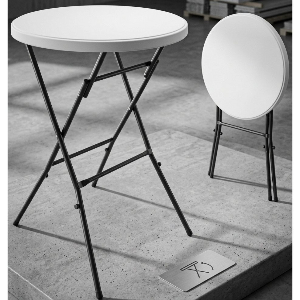 Folding Round Bar Table, Ø 72 Cm, Stable, 110 Cm High, Water-resistant Metal, For Garden, Bistro, Party, Or Beer Table