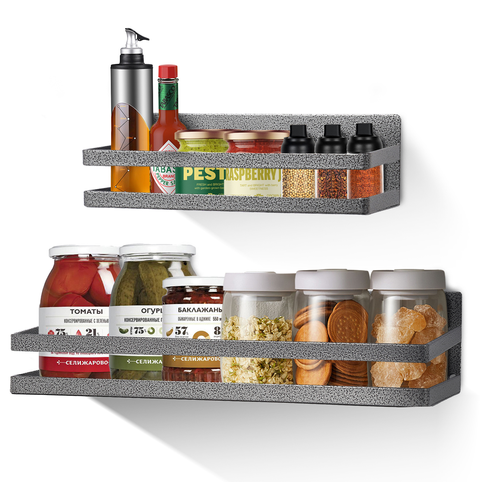 Without Magnetic Spice Rack, 2pcs Magnetic Shelf Spice Rack, Removable Magnetic Refrigerator Shelf Without Drilling For Cabinet, Refrigerator, Space- Kitchen Organization