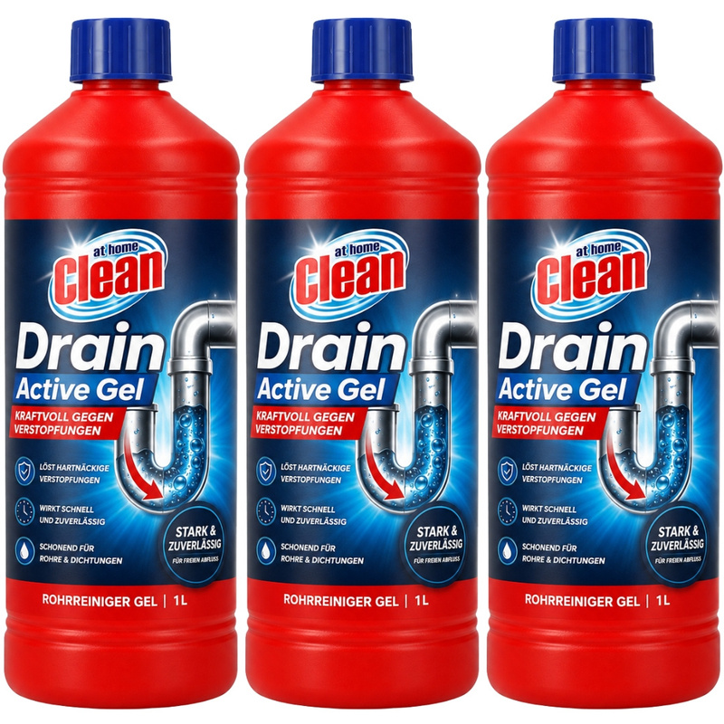 Image of Drain Cleaner Gel | 3-pack (3x 1l) | Formula | Dissolves | For Kitchen & Bathroom