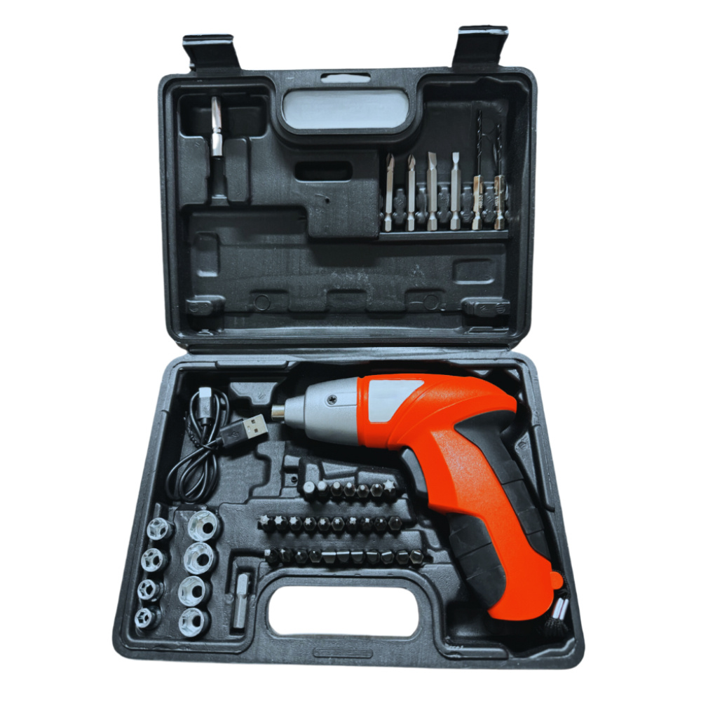 immagine dell'articolo avvitatore cacciavite cordless elettrico a batteria ricaricabile con kit 45 pezzi   led
