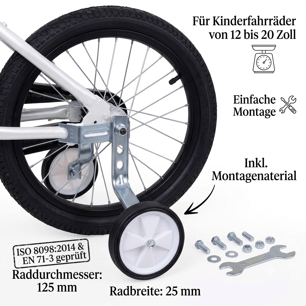 Image of 2x Support Wheels 12" 14" 16" 18" 20" Kids Bike Training Wheels For Children's Bicycle