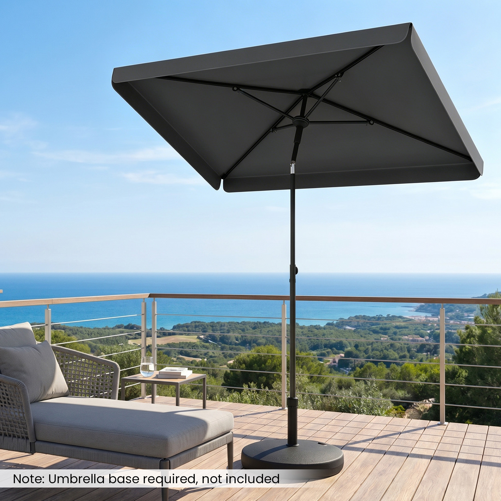 200 X 130 Cm Rectangular Outdoor Balcony Umbrella, Push Button Tilt, Portable Carrying Bag, Small Market Patio Umbrella, Foldable Small Sunshade Parasol For Apartment Porch Garden Yard Pool Deck Beach