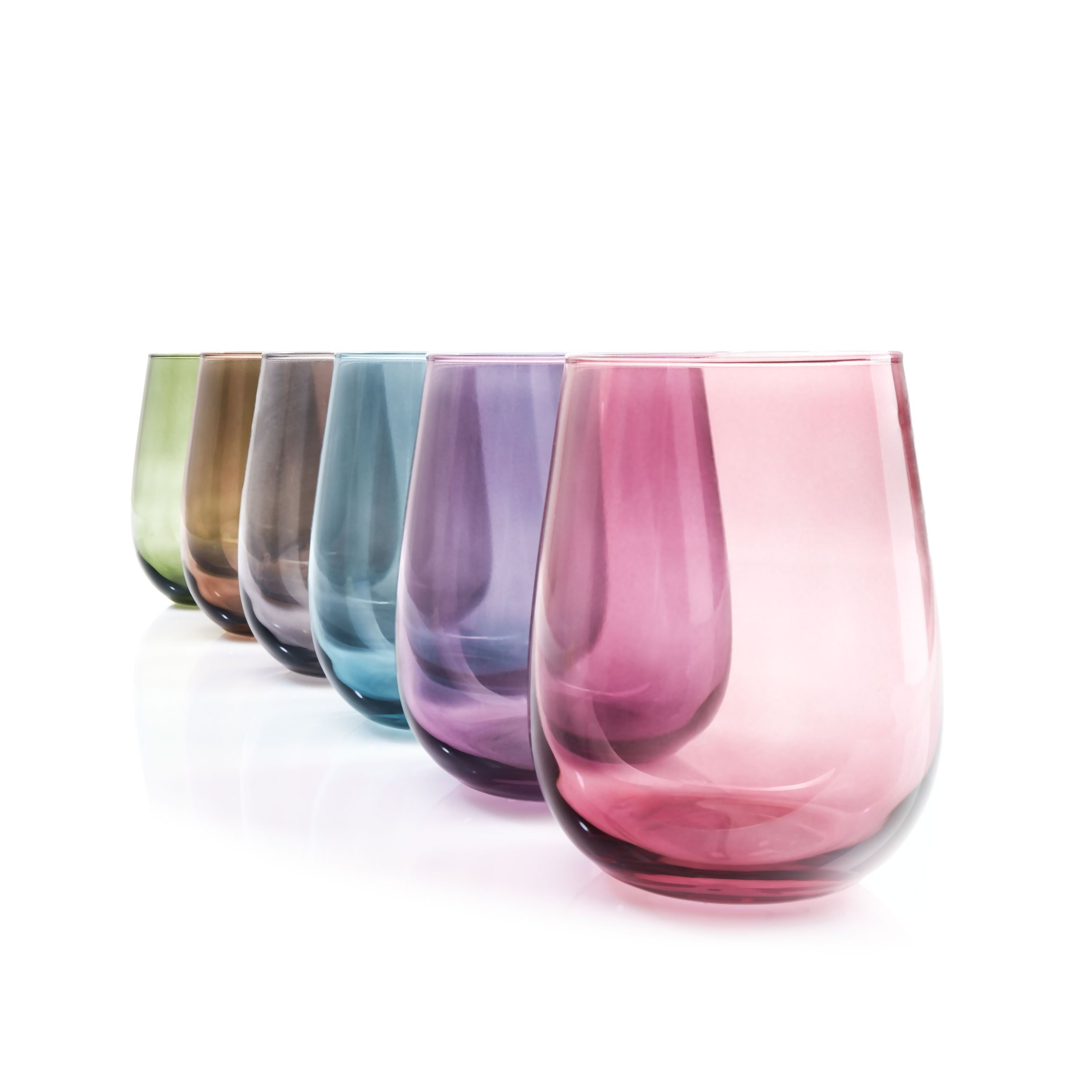 6-pack 360ml Drinking Glasses In Mediterranean Style, Vibrant Colors, Dishwasher Safe