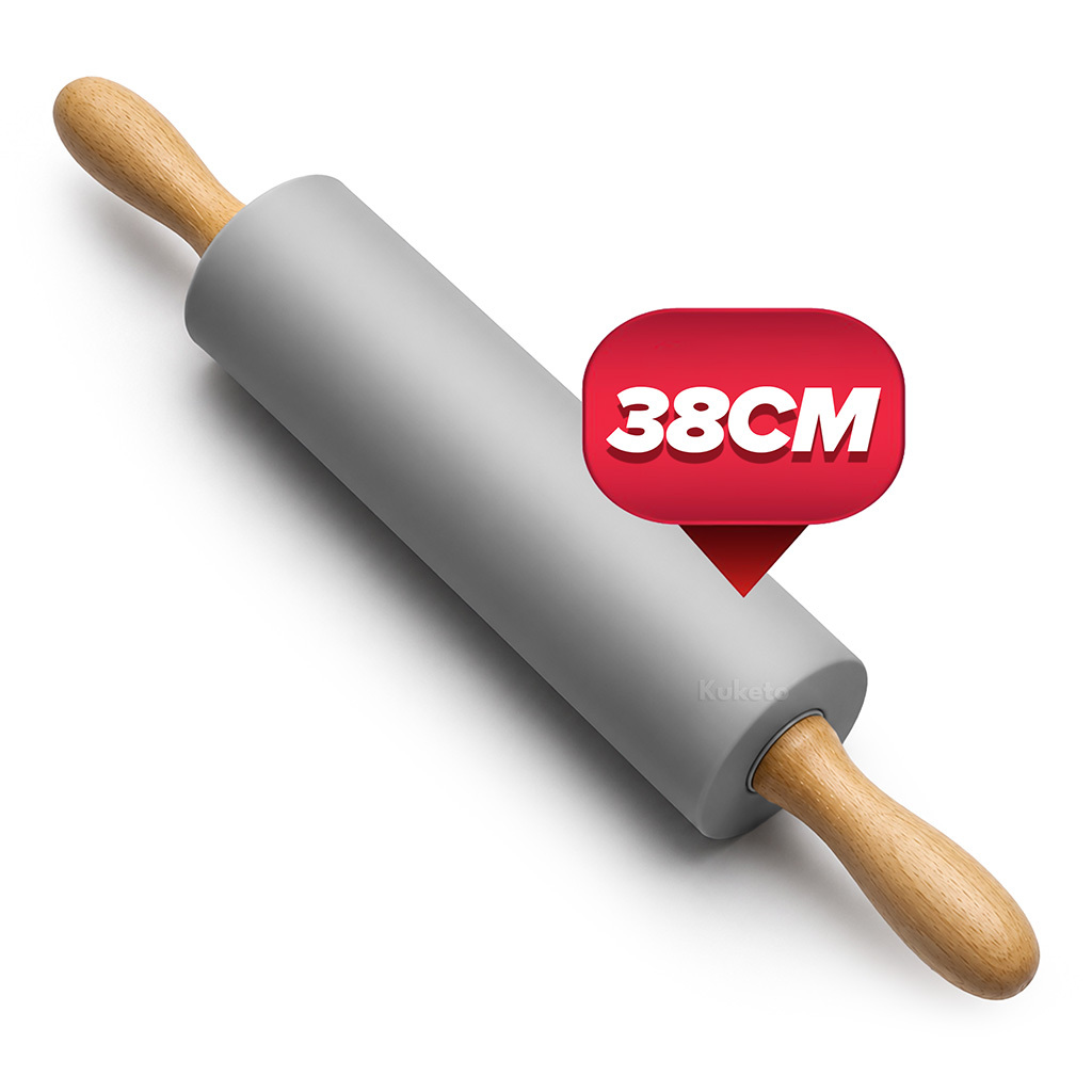 TEMU Kuketo - Rouleau à pâtisserie rotatif en silicone 38 cm - Rouleau à pâtisserie antiadhésif pour pizza, raviolis et pâtisseries - Rouleau à