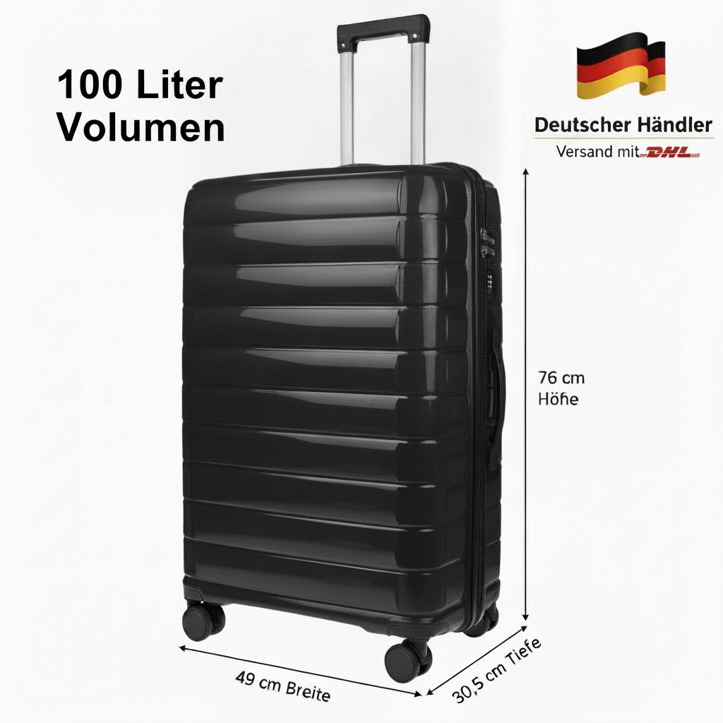 Image of Christian Wippermann Xl Jumbo 4-wheel Suitcase, Extra Large 49x75x30cm With Lock | Up To 111 , 3.6 Kg Lightweight | For