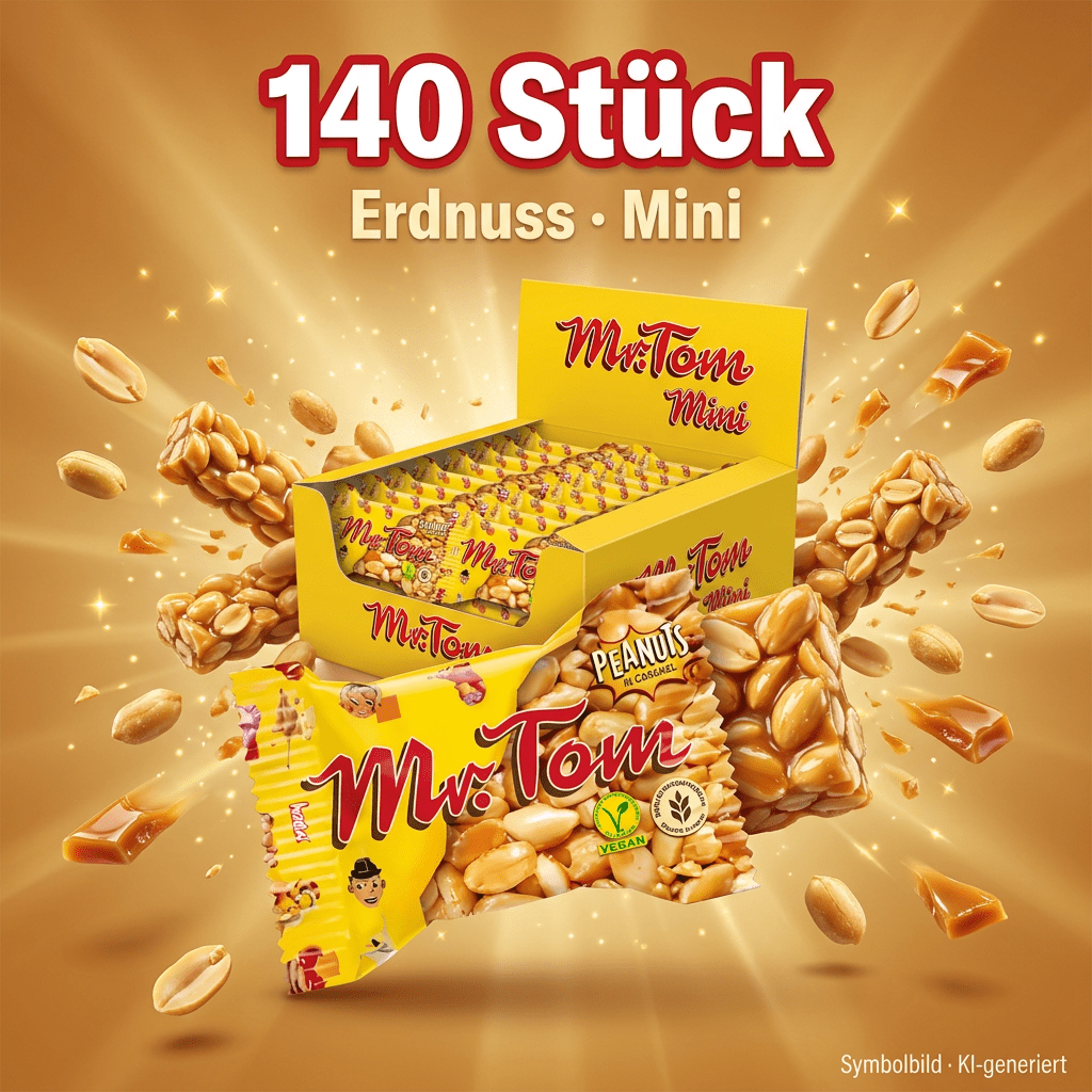 Mr. Tom - Mini Peanut Cluster Carton - Roasted In Caramel - Carnival Throwing Material - 140 Pieces 2100g - Best Before 30.08.2026