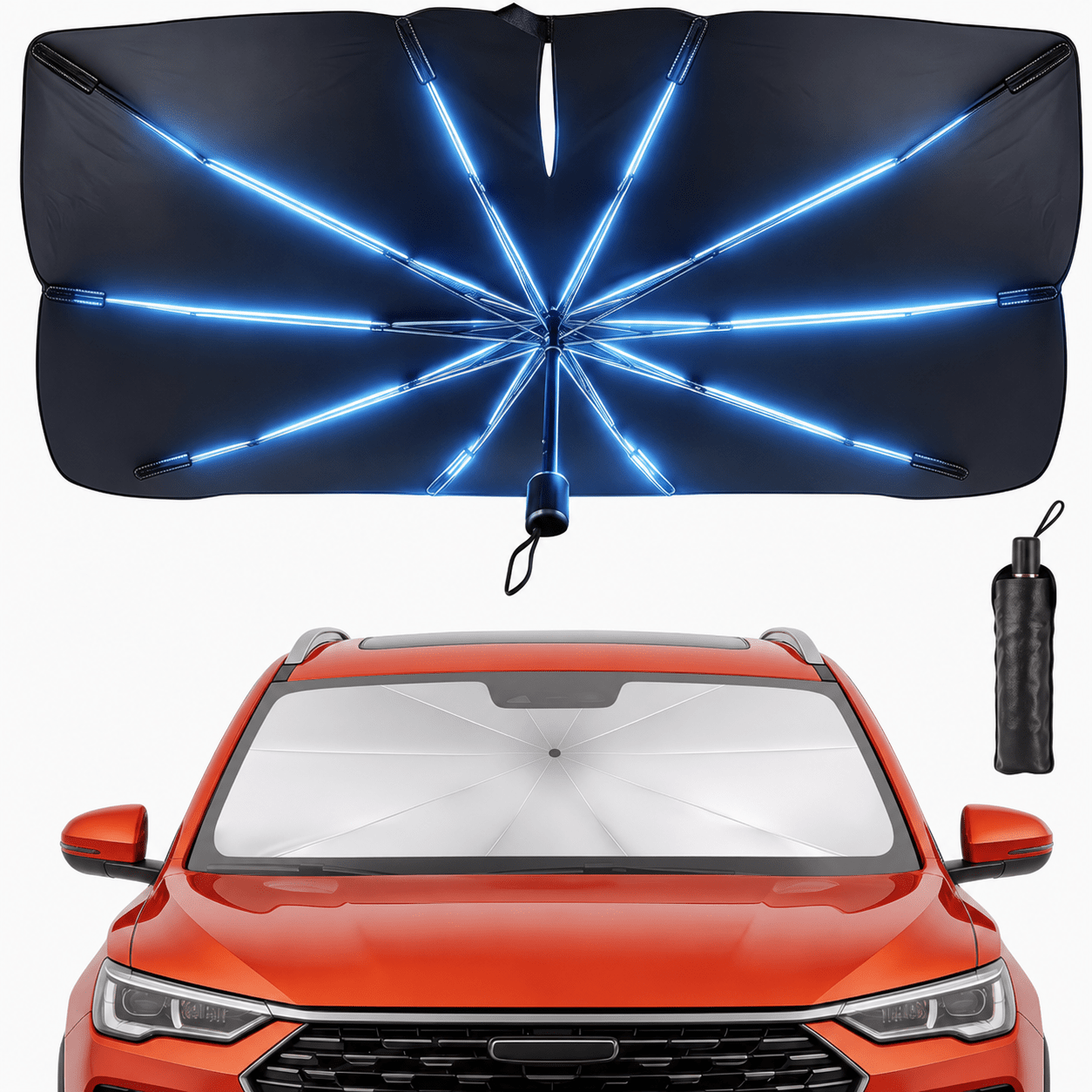 TEMU Parasol para Auto Parabrisas Interior, Sombrilla para coche y Camión, Diseño Patentado 130-140X80 cm, Protección UV, Parasol Frontal Universal
