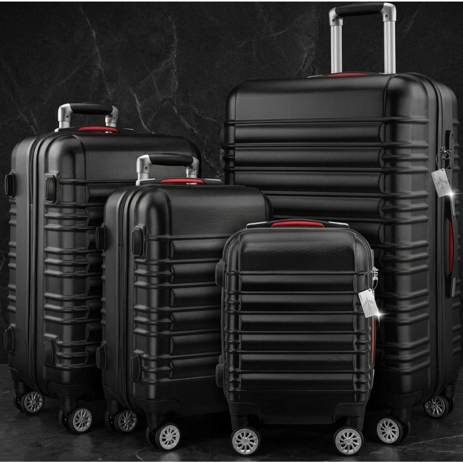 Image of 4-piece Luggage Set With Lock, Organizer, Luggage Scale, Strap, Gel Handles, Twin Wheels, Stands, Trolley, Hard Shell Suitcases - S, M, L, Xl