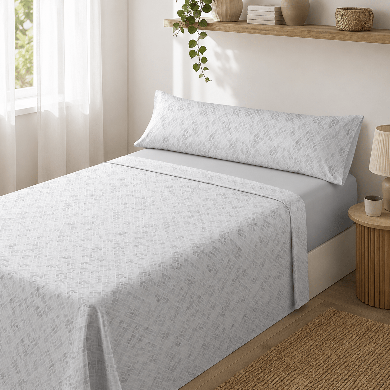 TEMU Juego de Sábanas Cama 90,105.135.150, 3 Piezas, Sábana Encimera, Bajera Ajustable 190/30 cm y de Almohada, 50% Algodón 50% Poliéster, Diseño