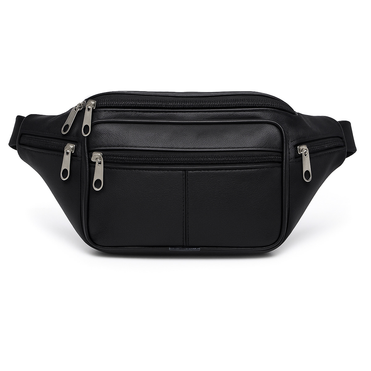Image of Waist Bag Hip Bag Black Genuine Leather Bag For Women Men With Adjustable Belt Clip Closure Front Pocket Back Pocket Side Pockets Travel Vacation Festival Sotala