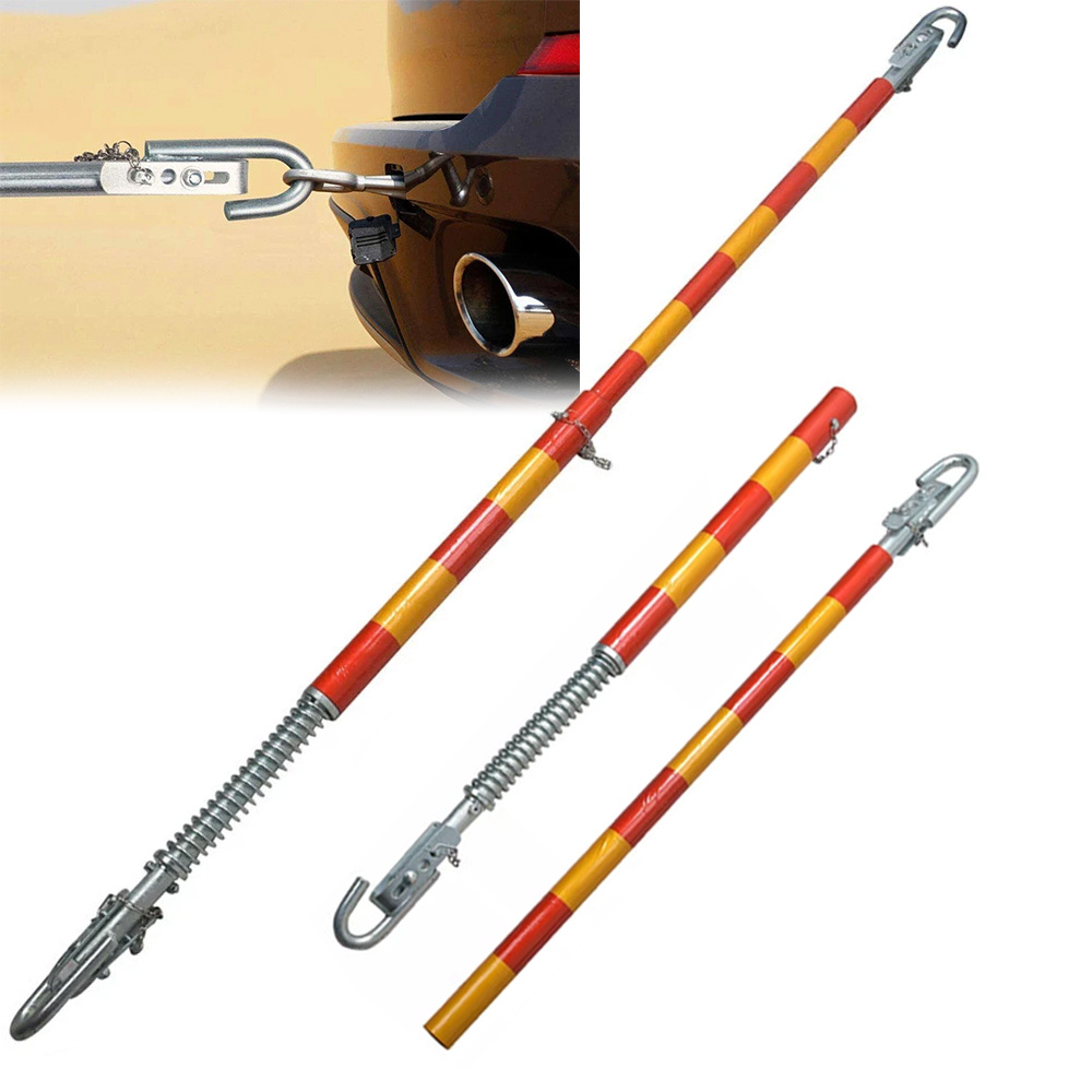 TEMU 5-ton Heavy-duty Steel Trailer Bar For Trucks - Adjustable Length, Red & Yellow Striped Design, Secure Towing For Cargo & Recycling, Durable