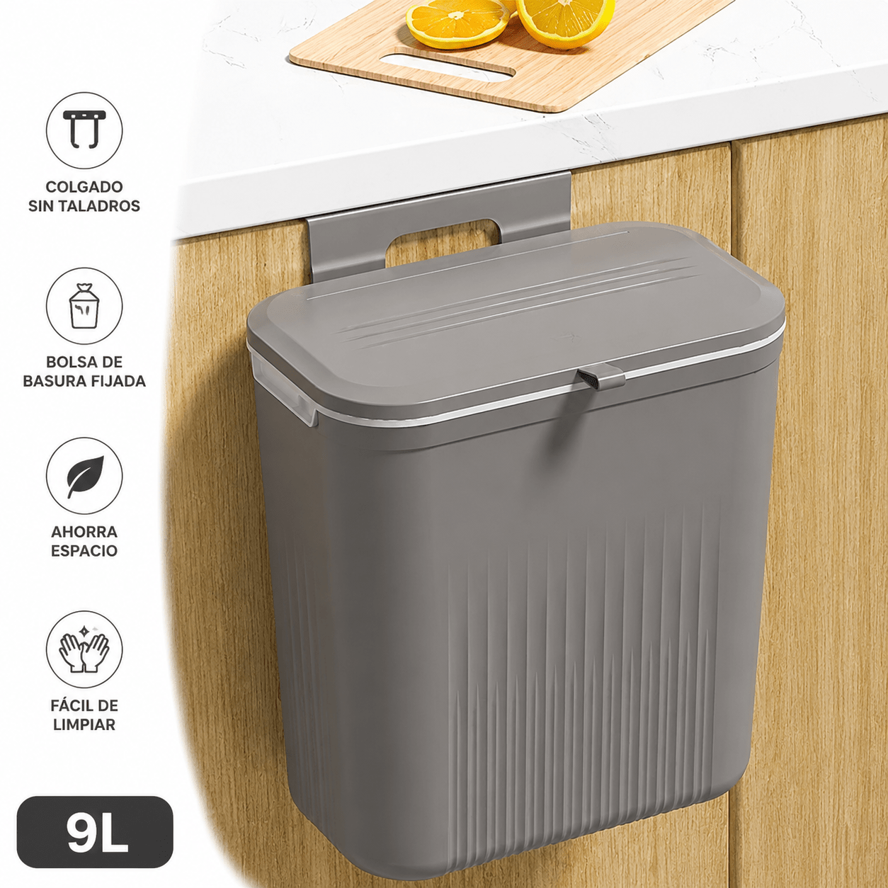 TEMU de basura en la pared, Gran capacidad , de basura de cocina con , Delgado, Adecuado para encimera o Debajo del Fregadero, baño, Dormitorio,