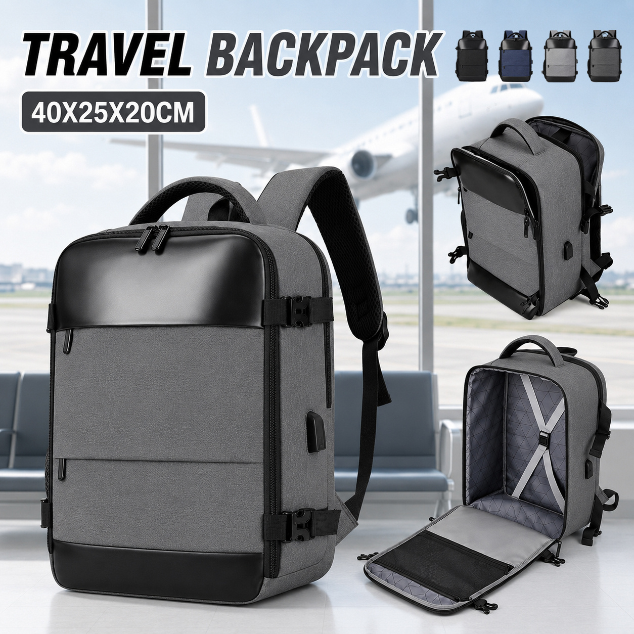 TEMU 2026 New Aviation Travel Backpack, Cabin Bag Dimension 40×20×25 Cm, Under-seat Carry-on Bag, Airline-specific Backpack, Women's Travel Backpack,