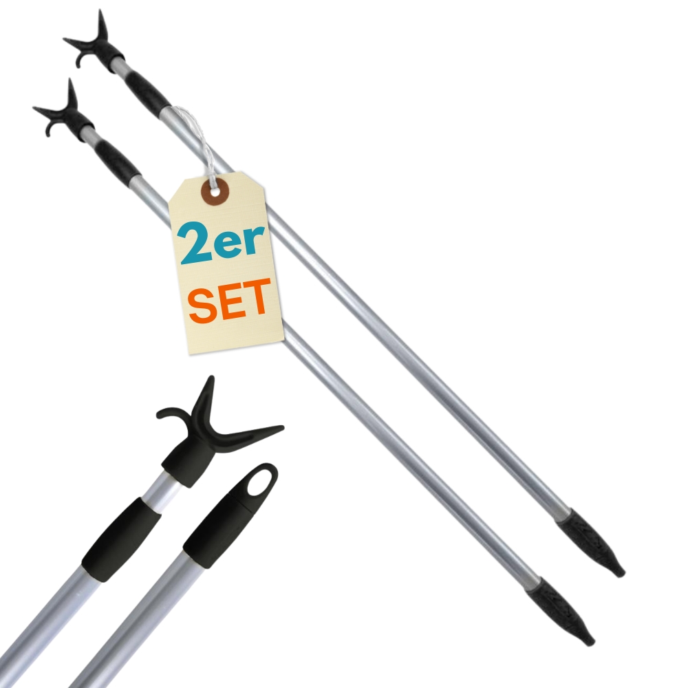 2-piece Set Telescopic Rod With Hooks, Hanging Aid, Clothes Grabber, Closet Rod, Pole Hook, Hanger Grabber, Extendable Service Rod, Pull Rod For Basement Stairs, Telescopic Clothes Rod