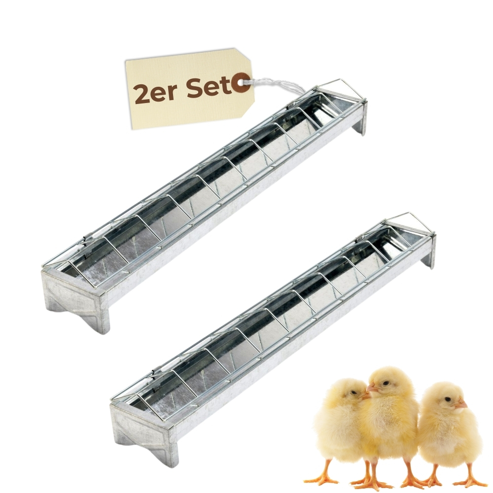 Image of Of Chicken Feeders 50 Cm Feeding Trough Metal Chicks Rearing Poultry Pigeons Quail Feeding Grid